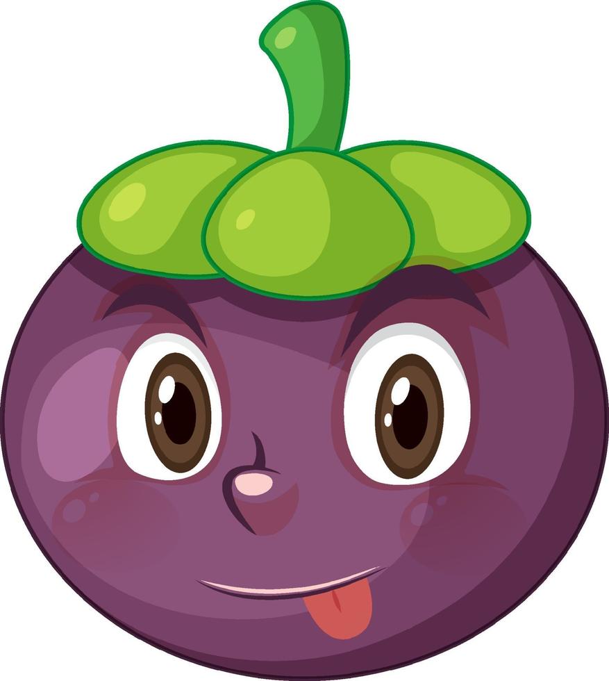 Mangosteen cartoon character with facial expression vector