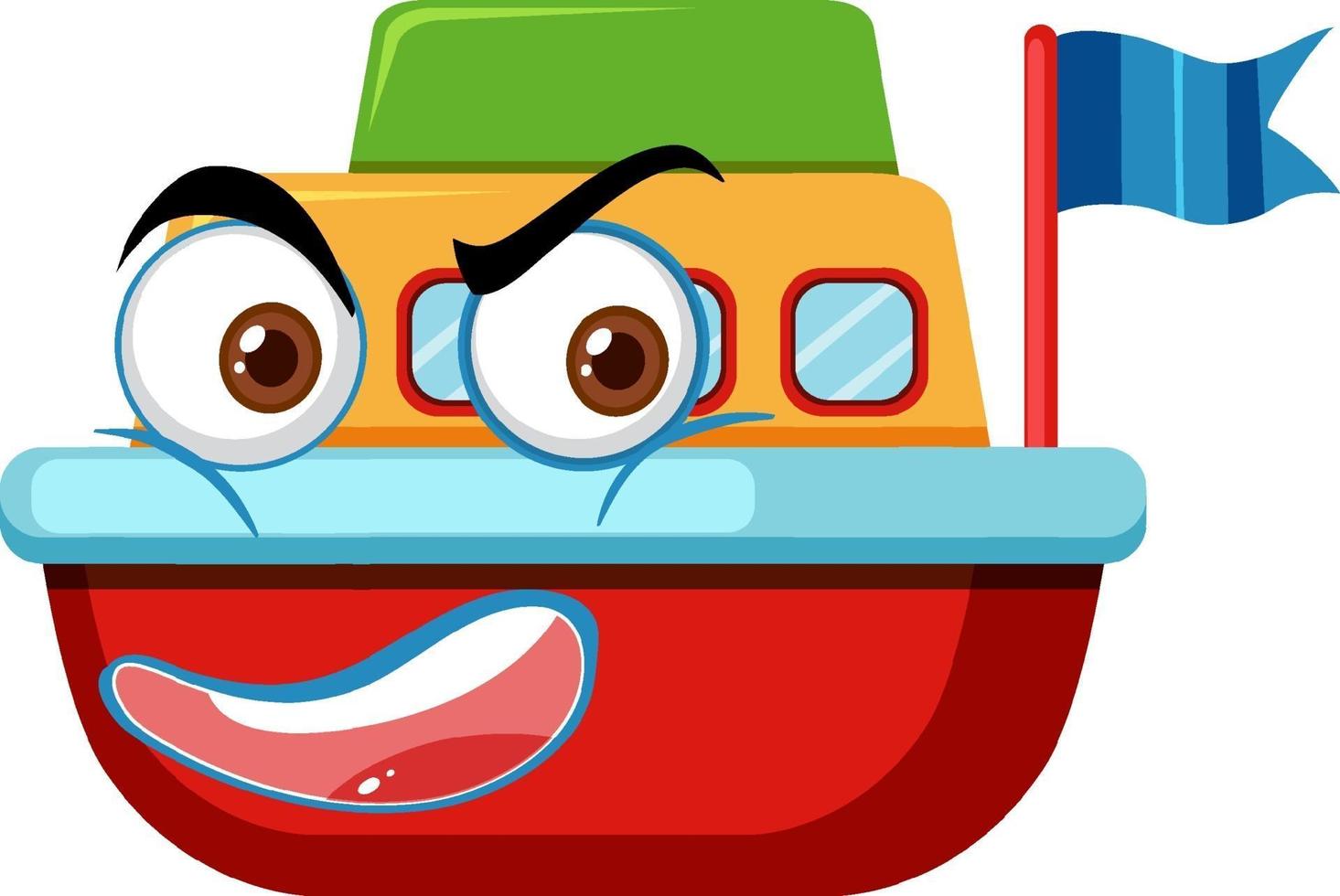 personaje de dibujos animados de juguete de barco con expresión facial vector