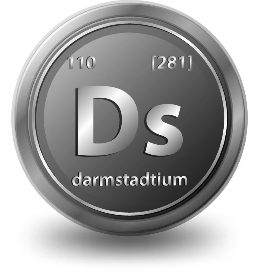 Darmstadtium chemical element. Chemical symbol with atomic number and atomic mass. vector