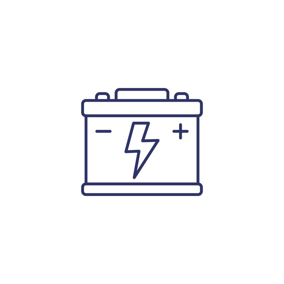Car battery line icon on white vector