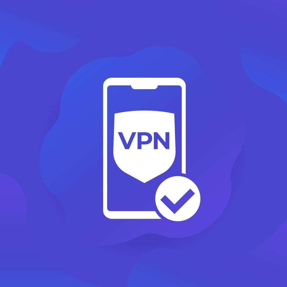 VPN, vector icon with mobile phone