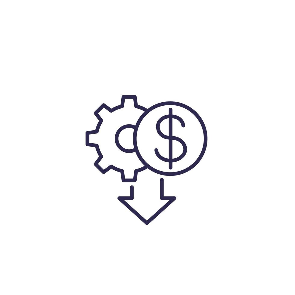 Cost reduction icon, line design vector