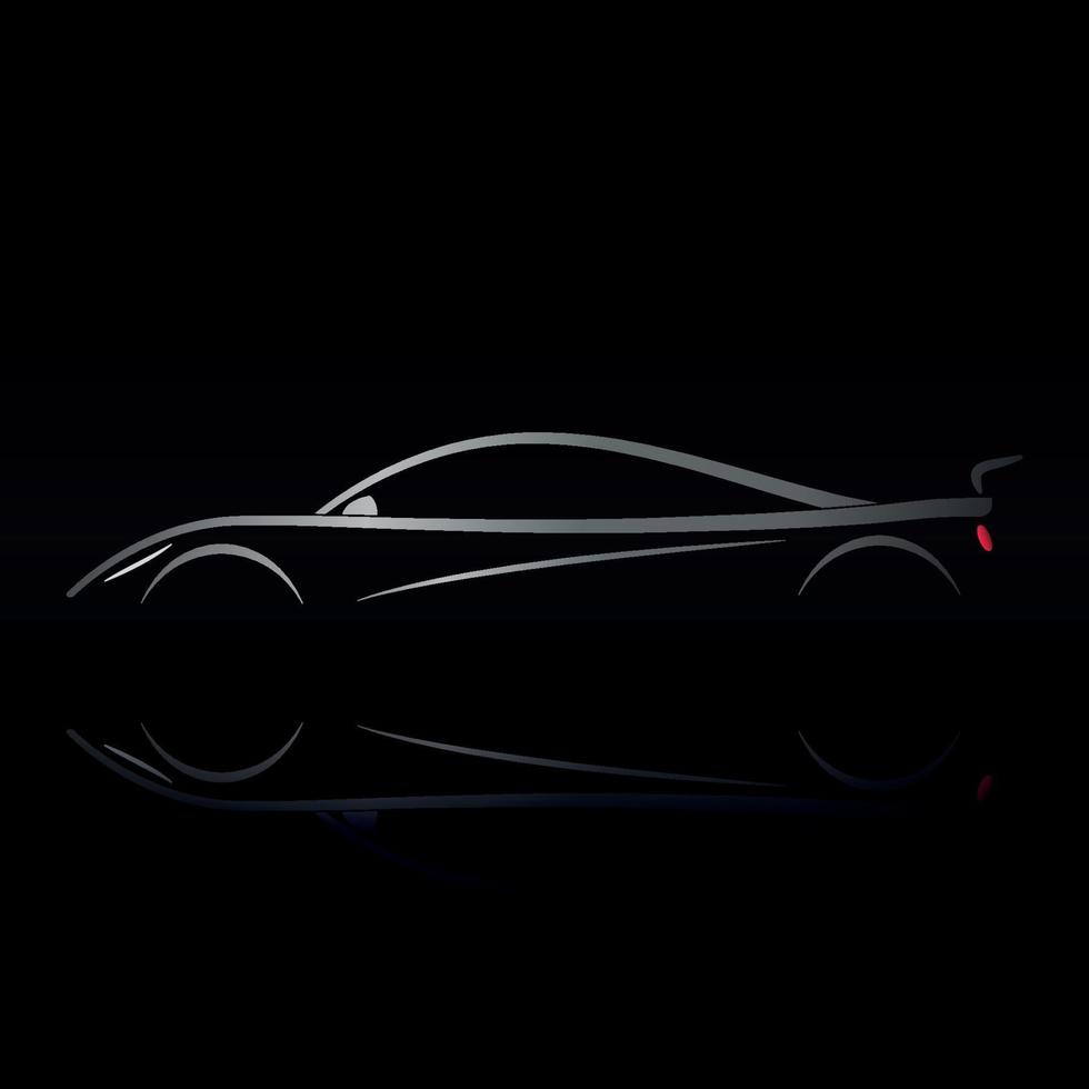 Sports car design on black background with reflection. vector