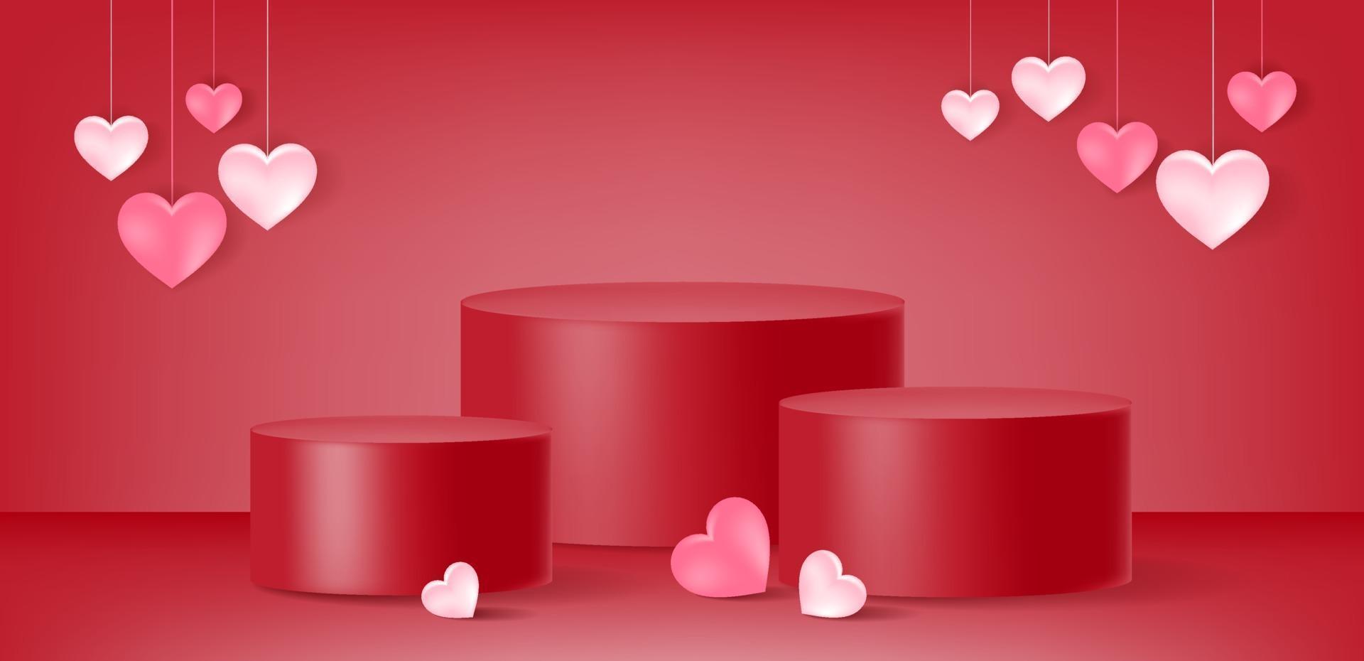 Valentine's day red podium design vector