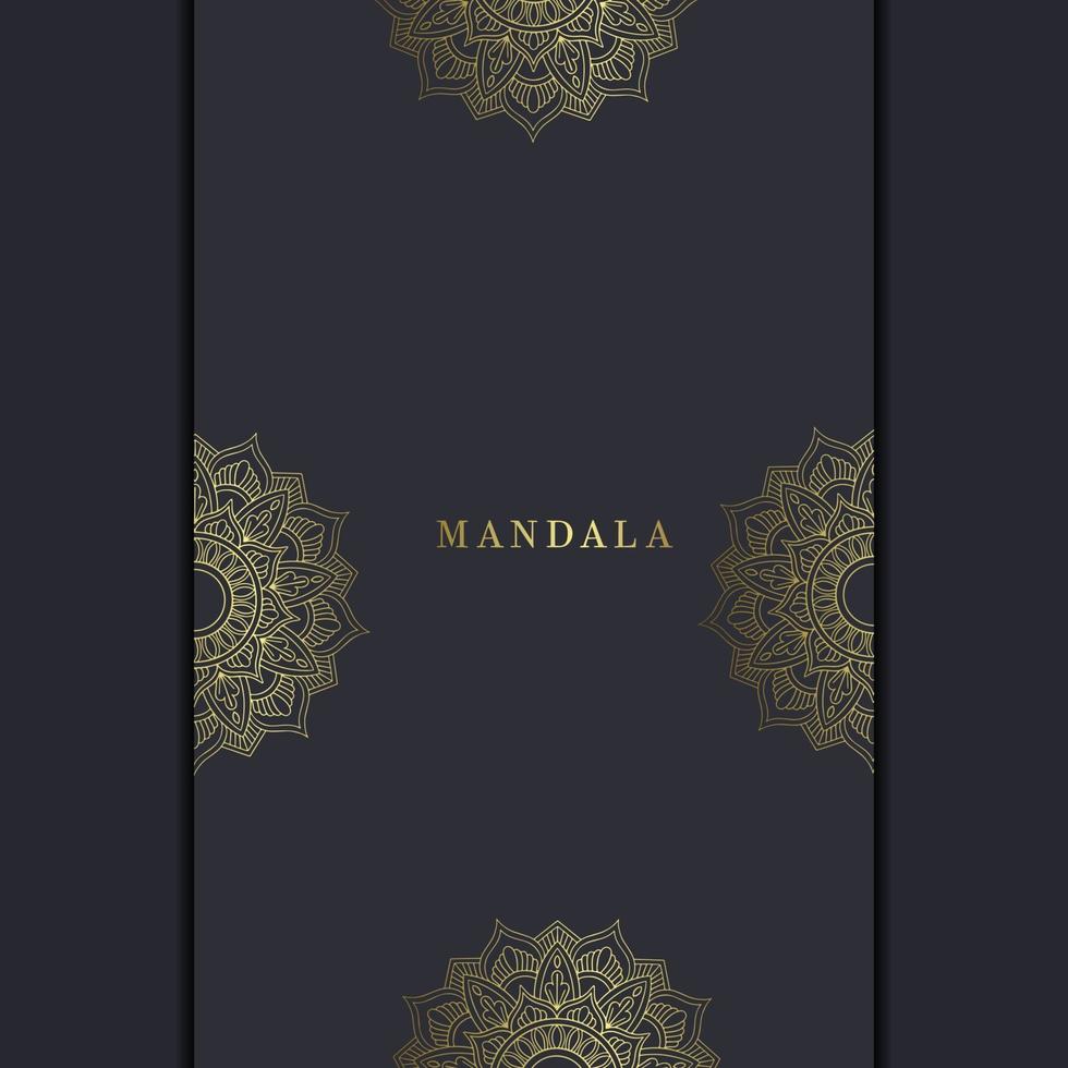 Fondo adornado de mandala dorado de lujo para invitación de boda, portada de libro con estilo de elemento mandala vector premium