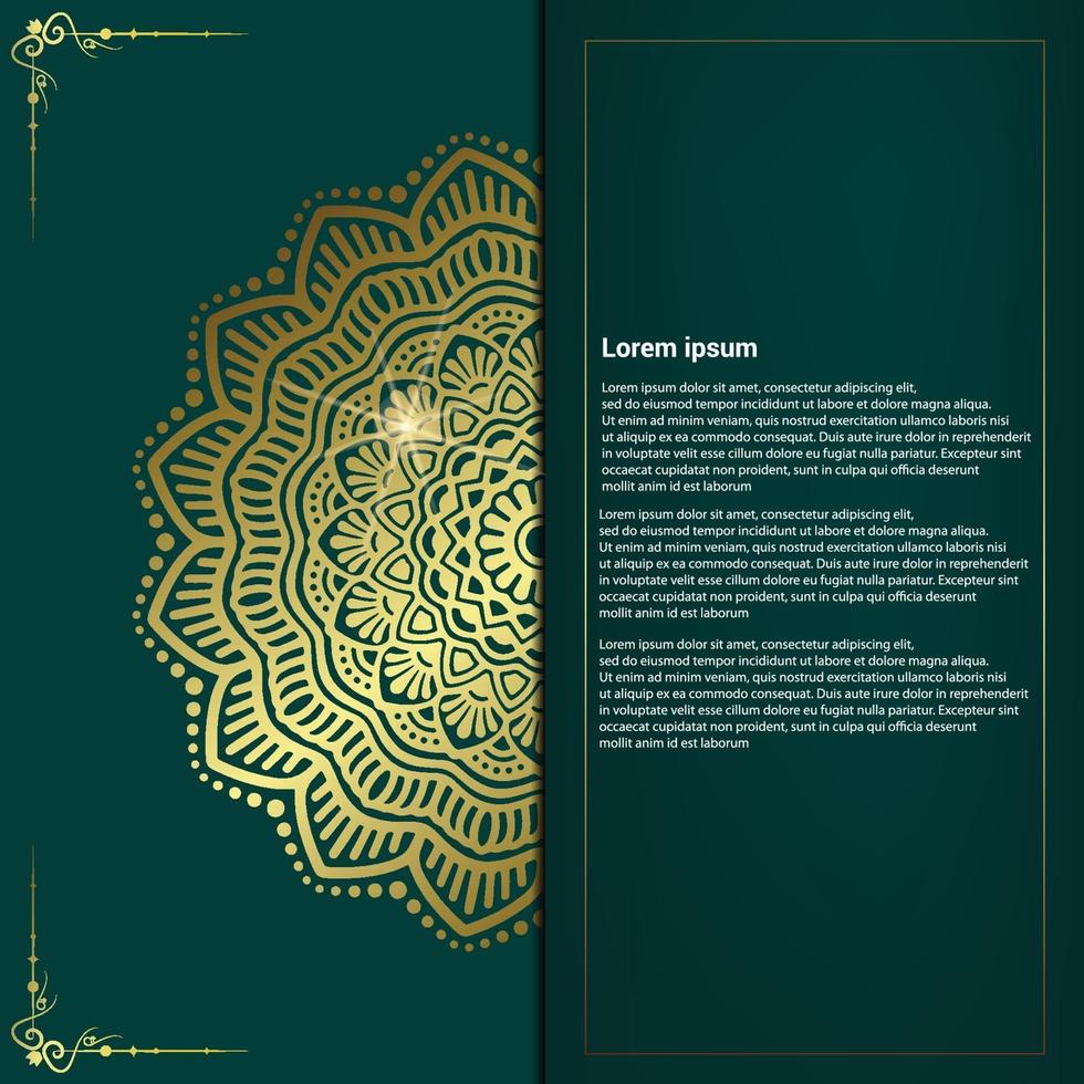 Fondo adornado de mandala dorado de lujo para invitación de boda, portada de libro con estilo de elemento mandala vector premium