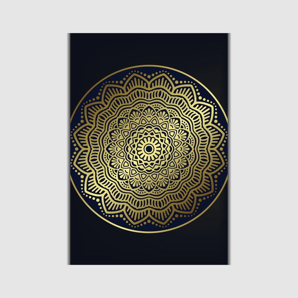 Fondo adornado de mandala dorado de lujo para invitación de boda, portada de libro con estilo de elemento mandala vector premium