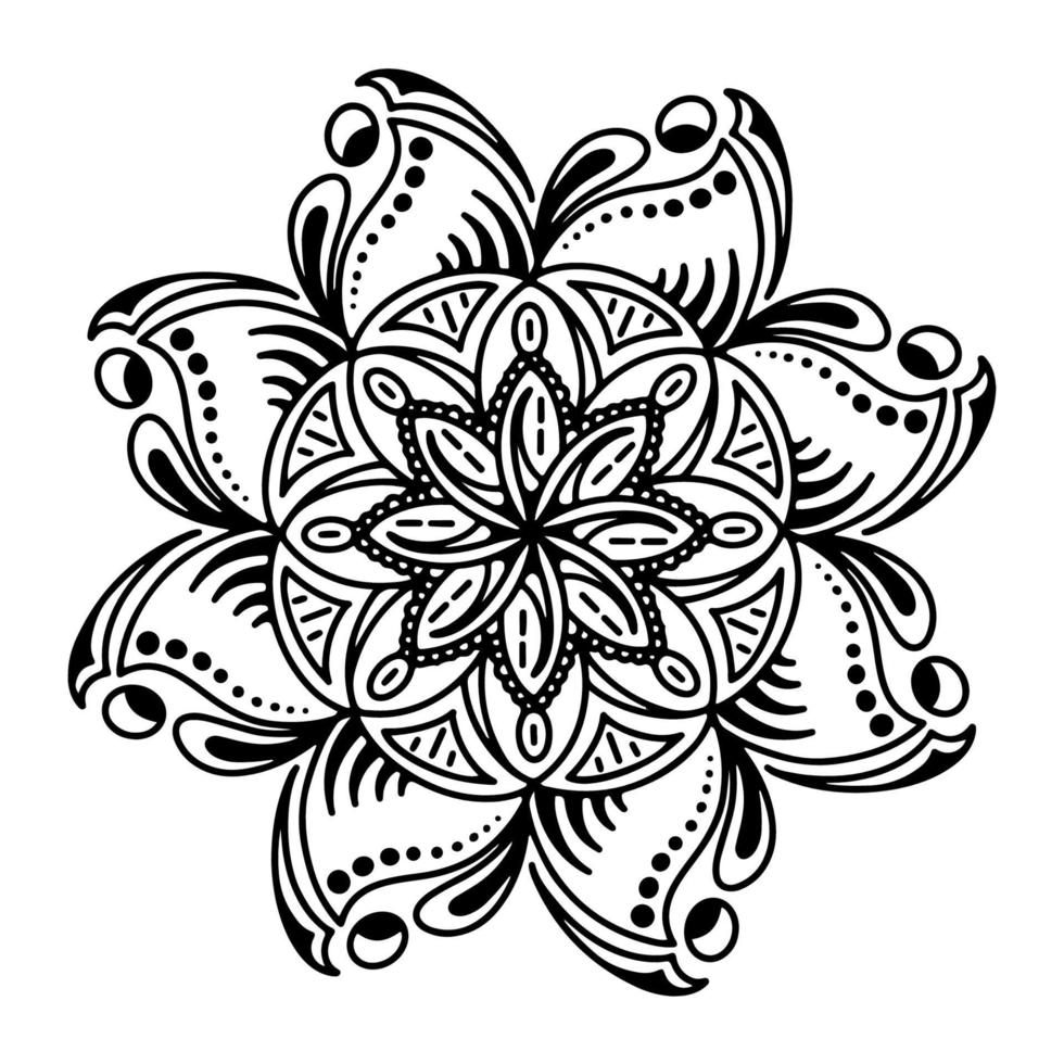 dibujo a mano elemento mandala zentangle para tarjetas de decoración de páginas, libros, logotipos vector