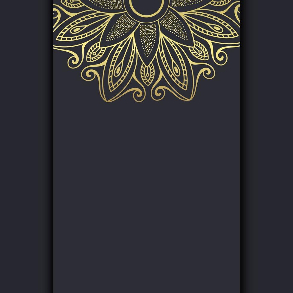 Fondo adornado de mandala dorado de lujo para invitación de boda, portada de libro con estilo de elemento mandala vector premium