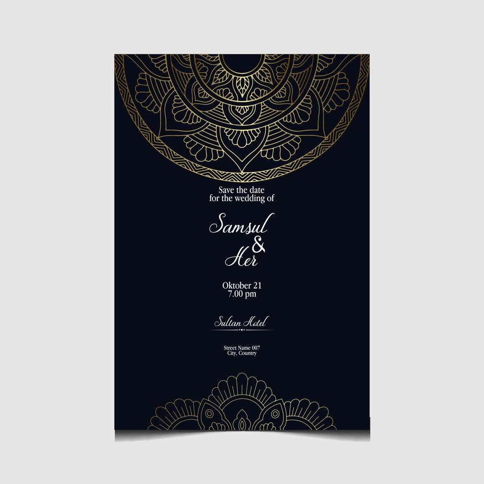 plantilla de mandala con elementos clásicos y elegantes. ideal para invitación, volante, menú, folleto, fondo vector premium