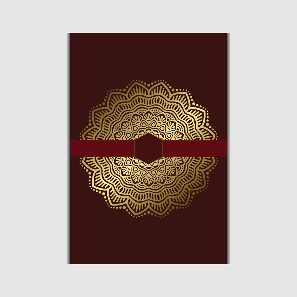 Luxury gold mandala ornate background for wedding invitation, book cover with mandala element style premium vector