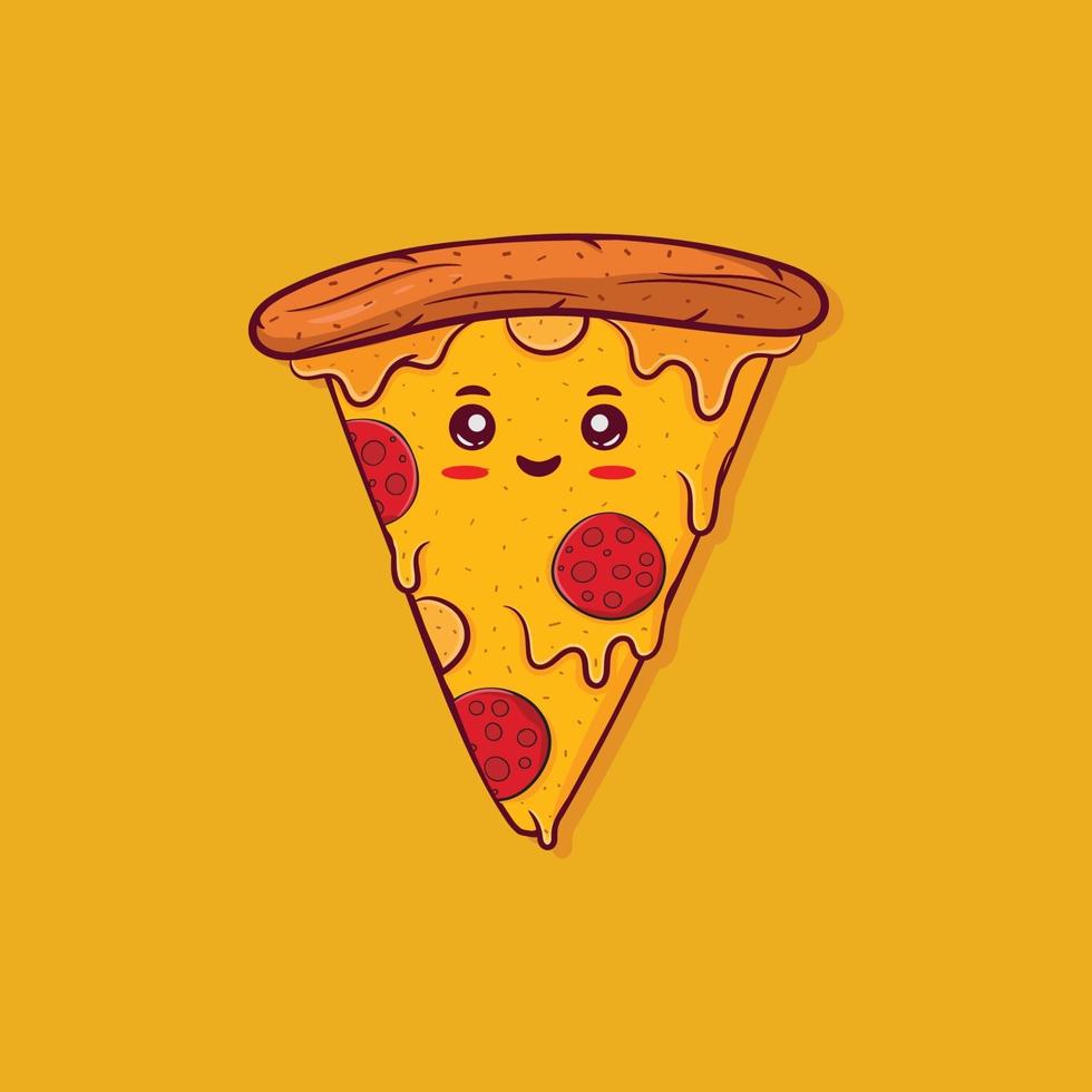 Cute smiling pizza mascot illustration vector