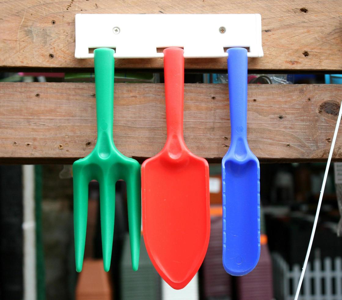 Colorful garden tools photo