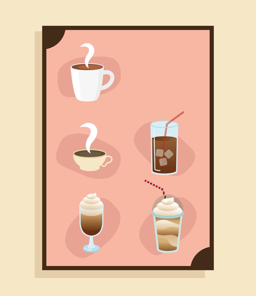 Coffee beverage icon set vector