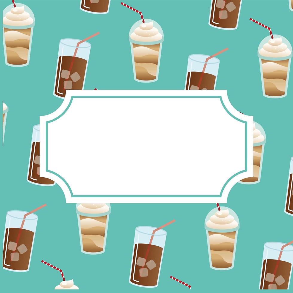 Iced coffee pattern background vector