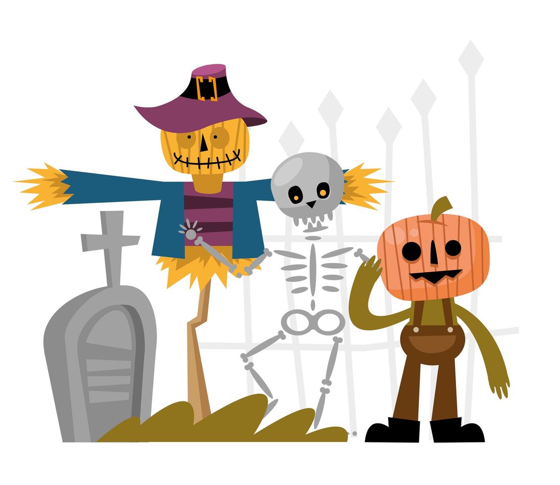 personajes de celebración de halloween vector