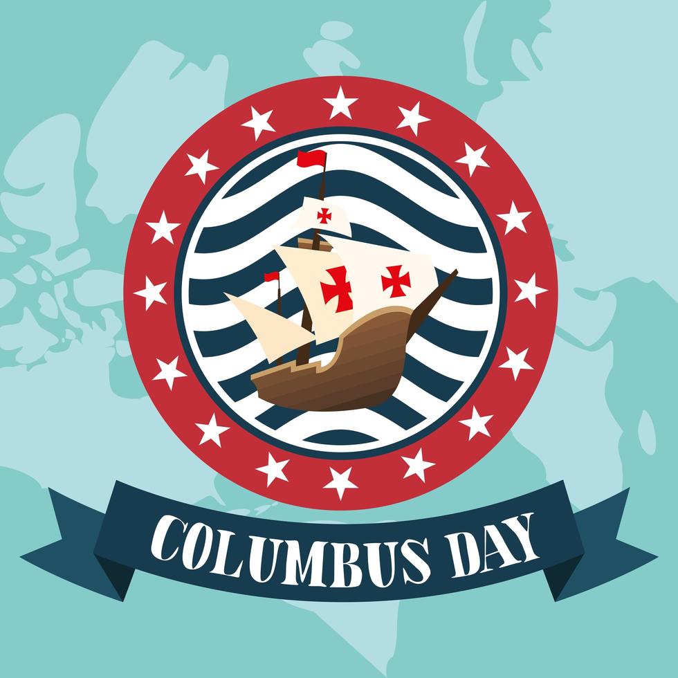 Ship for happy Columbus day celebration vector