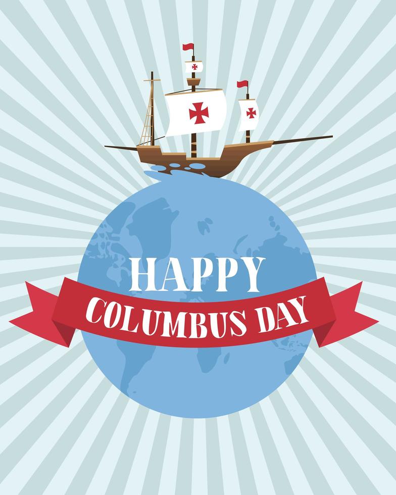 Ship for happy Columbus day celebration vector