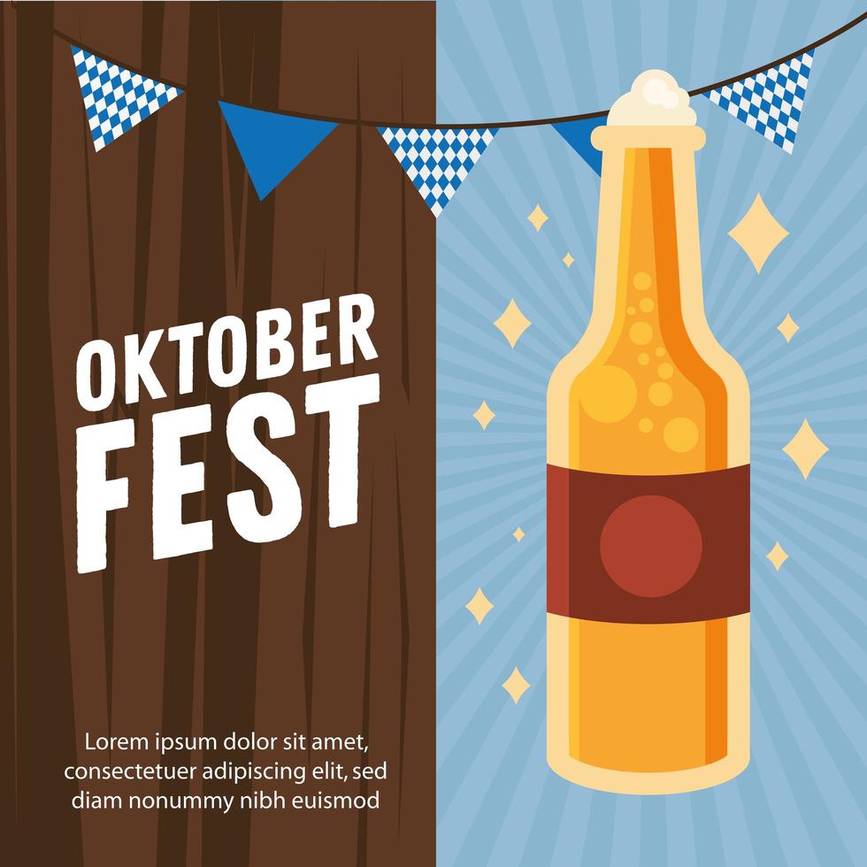 diseño de vector de botella de cerveza oktoberfest