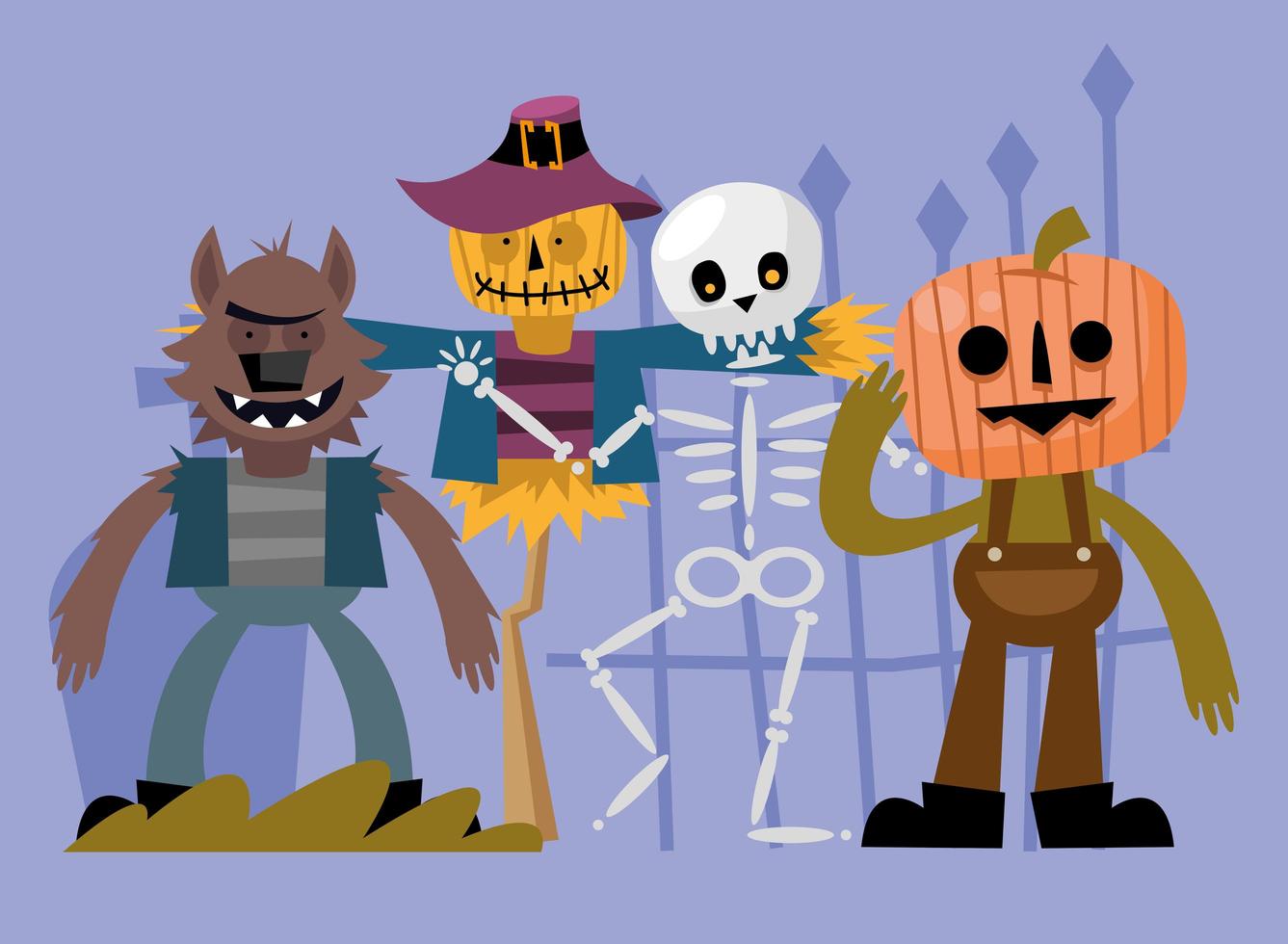 Halloween celebration characters vector