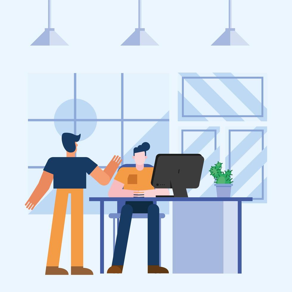 Teamwork concept with men in the office vector