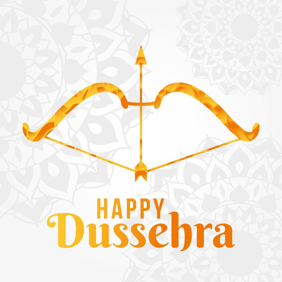 feliz dussehra y arco con diseño de vector de flecha