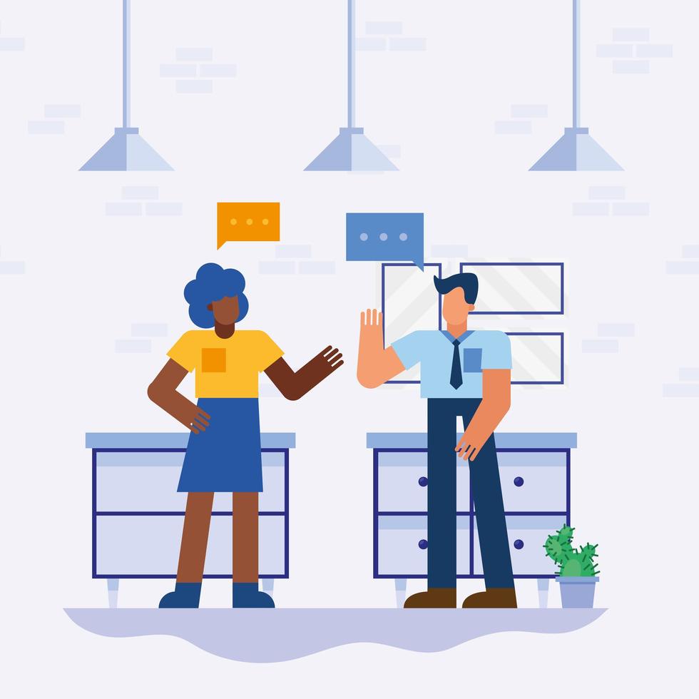 Teamwork concept with woman and man in the office vector