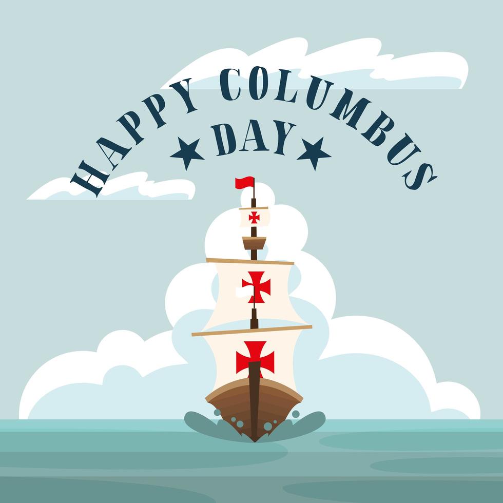 Ship for happy Columbus day celebration vector