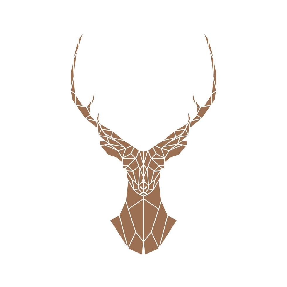 Polygonal brown deer with horns on a white background. vector
