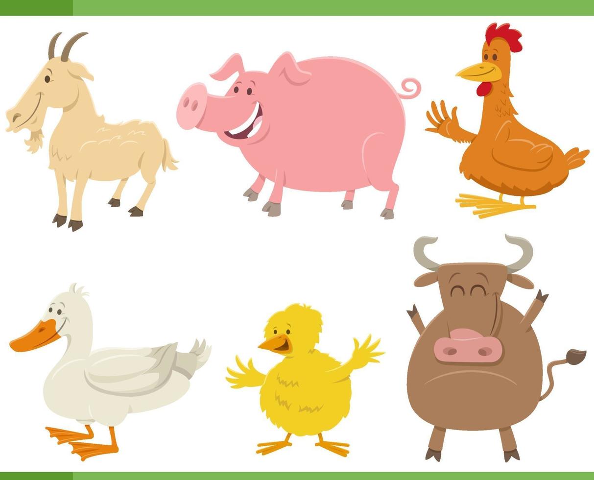 Conjunto de personajes de animales de granja divertidos dibujos animados  1989676 Vector en Vecteezy