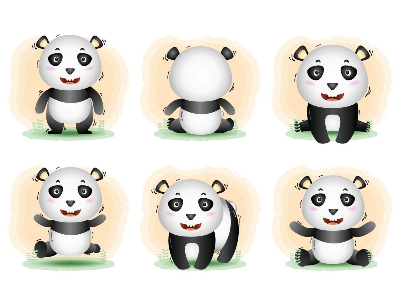 Cute panda collection in the children's style vector