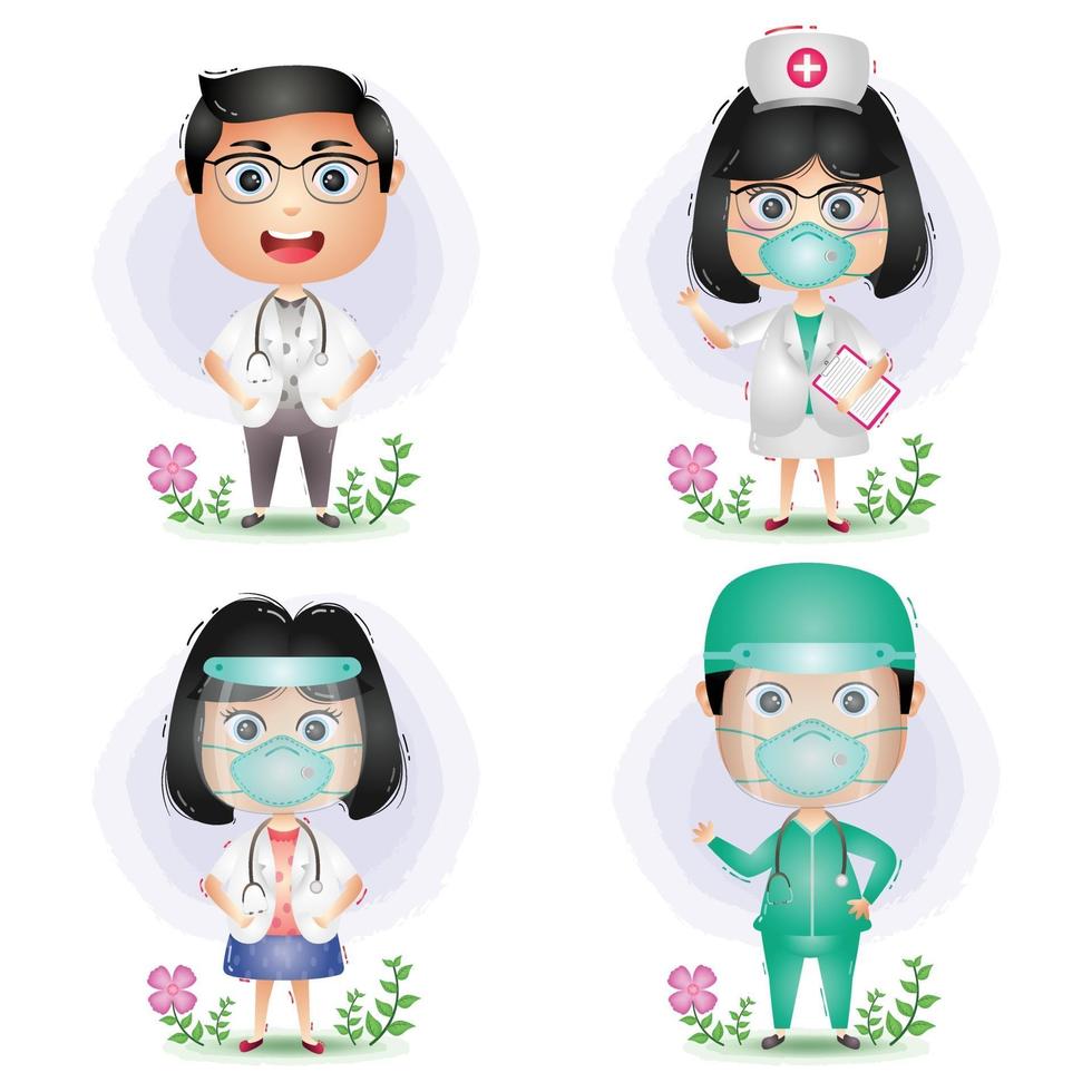 médicos y enfermeras del equipo médico vector