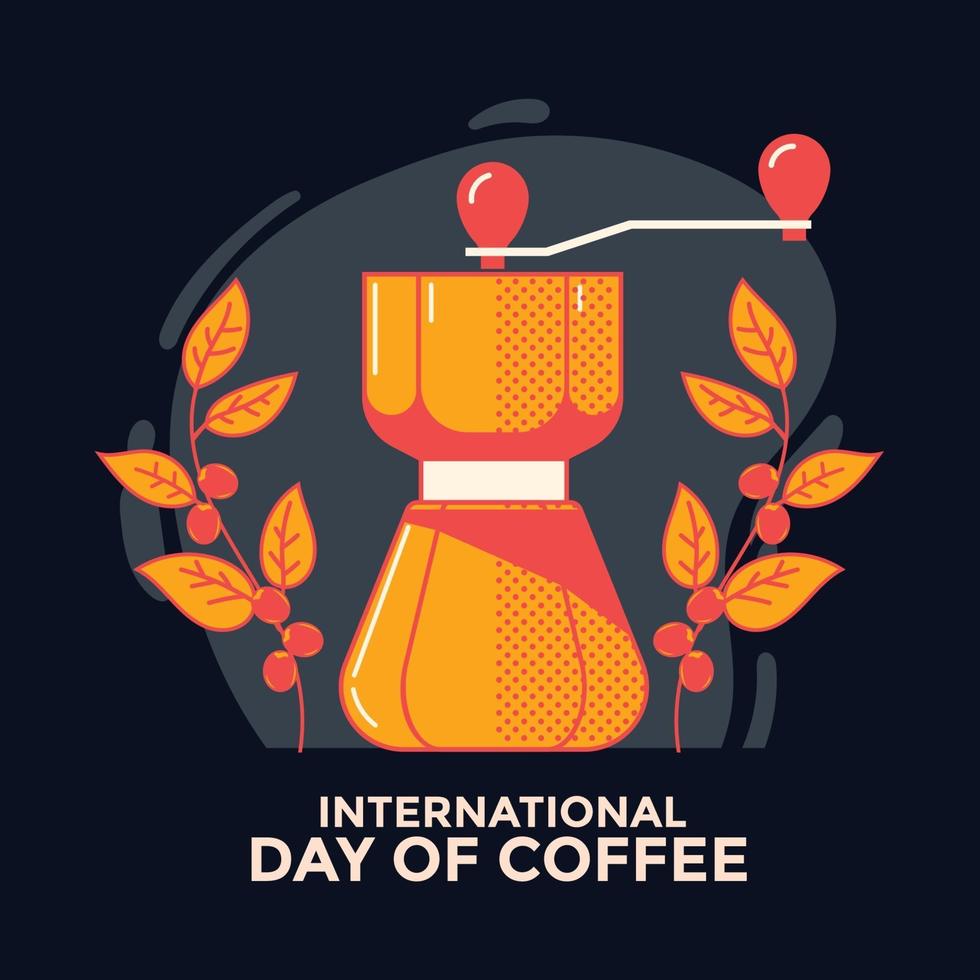 tarjeta de felicitación del día internacional del café vector