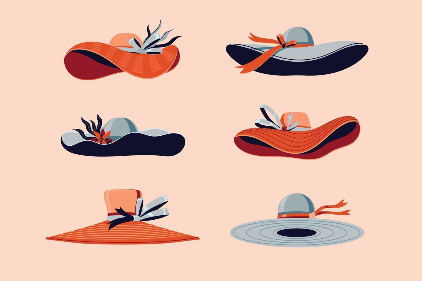 Colorful Derby Hats Set Vector Illustration