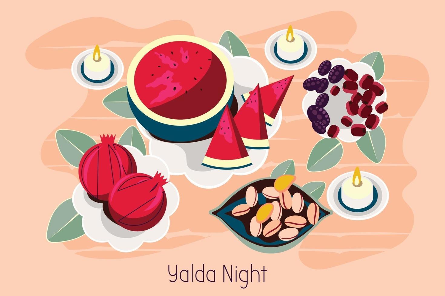 ilustración, vector, concepto, feliz, yalda, noche, fiesta vector