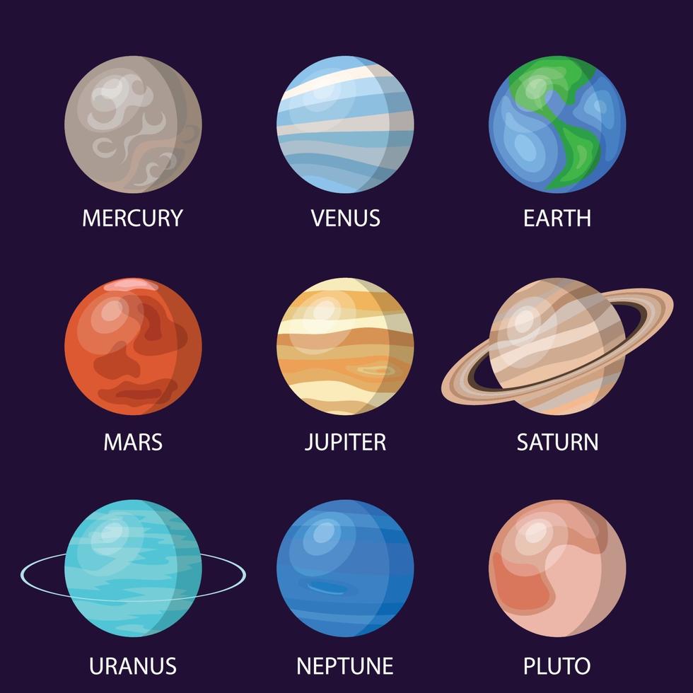 planetas del sistema solar, ilustración vectorial vector