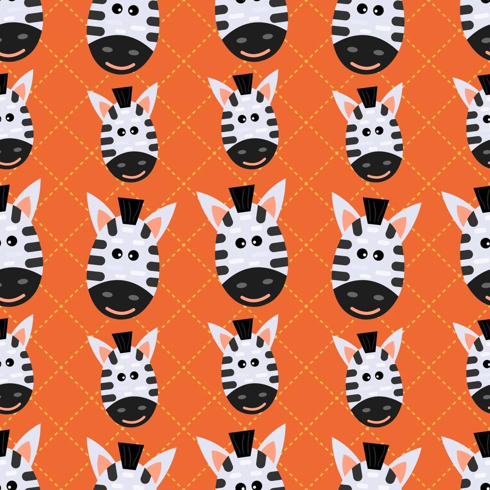 cute zebra animal head seamless pattern vector illustration