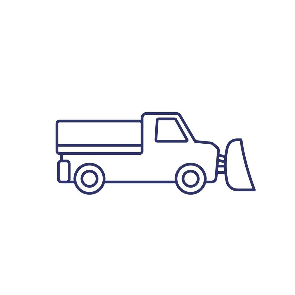Snow plow truck line icon vector