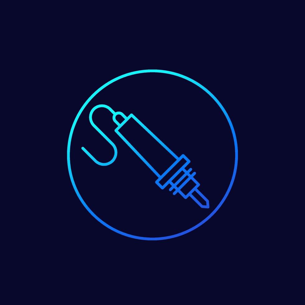 Soldering iron, solder line icon vector