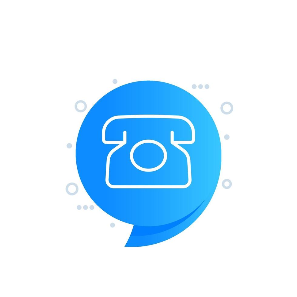 Old phone line vector icon, retro telephone