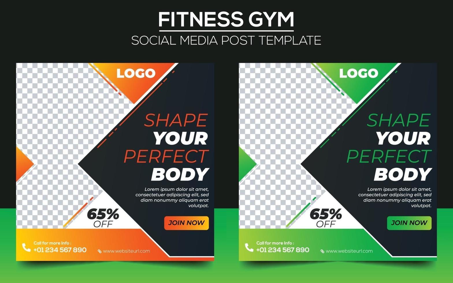 fitness gym social media post template vector
