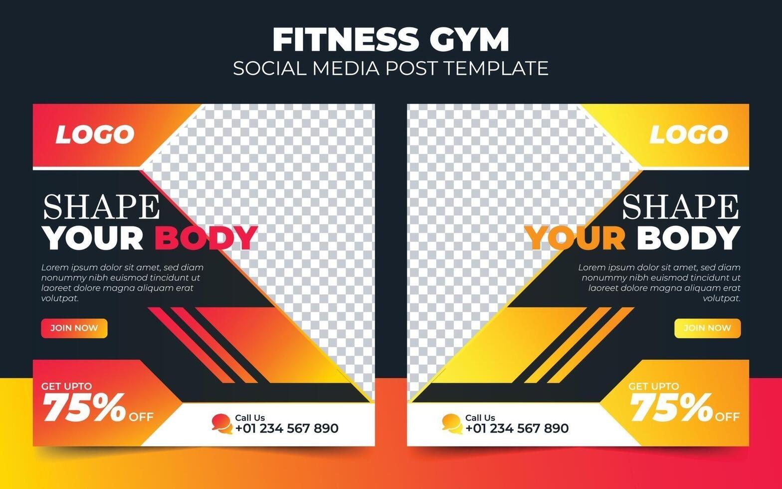 gym and fitness social media promotion banner vector