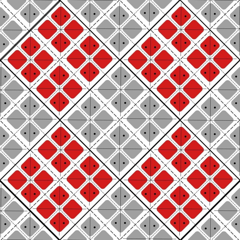 Romanian and moldavian seamless pattern with traditional red squares and lines. Repetitive eastern european background for clothes. vector