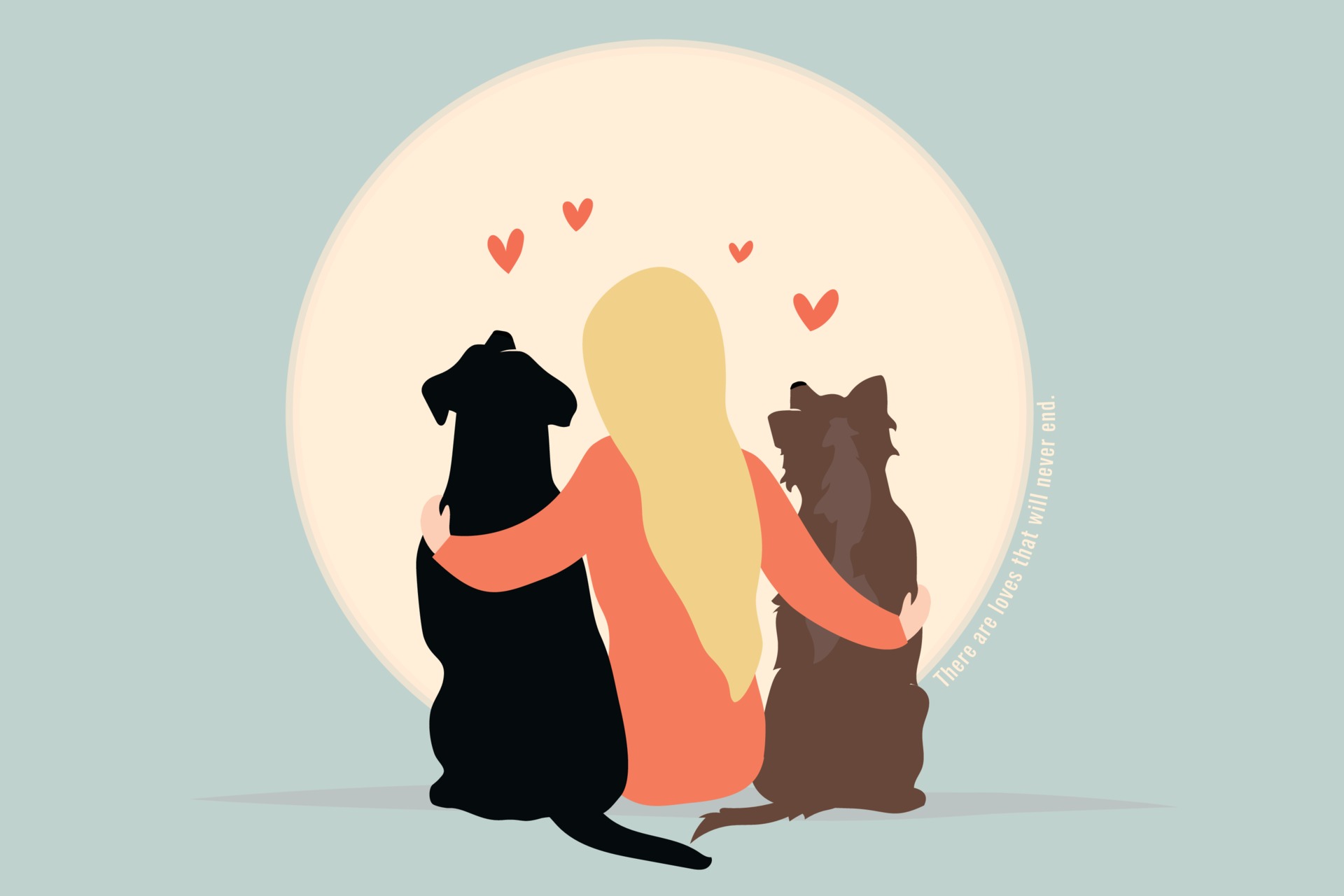 Love my dog. dog, pet, friendship, care concept. Pet lover, best friend.  Human and animal friendship concept. Cartoon cute woman hug dog vector.  1990204 Vector Art at Vecteezy