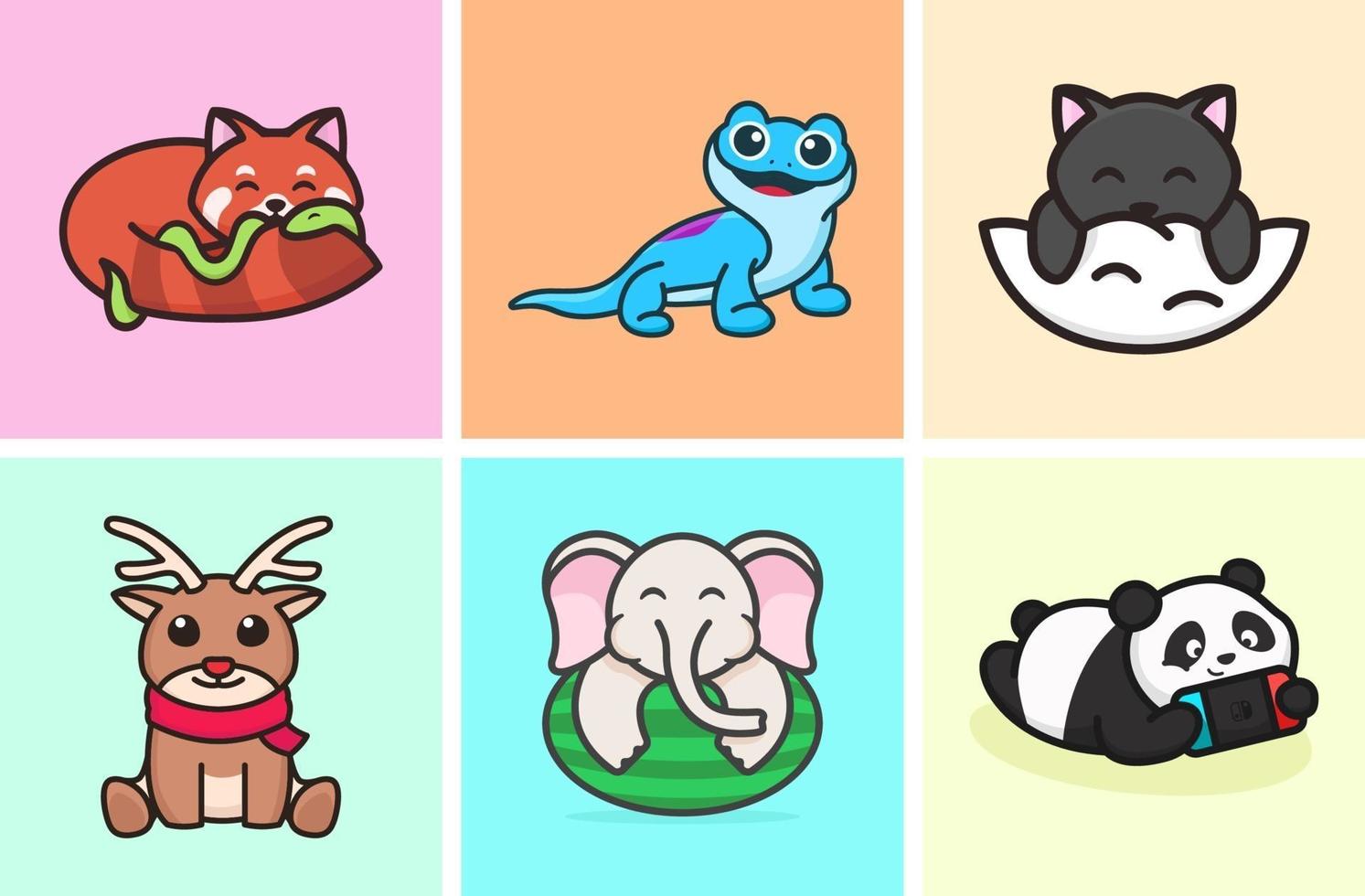 Cute Animal Illustration Collection vector
