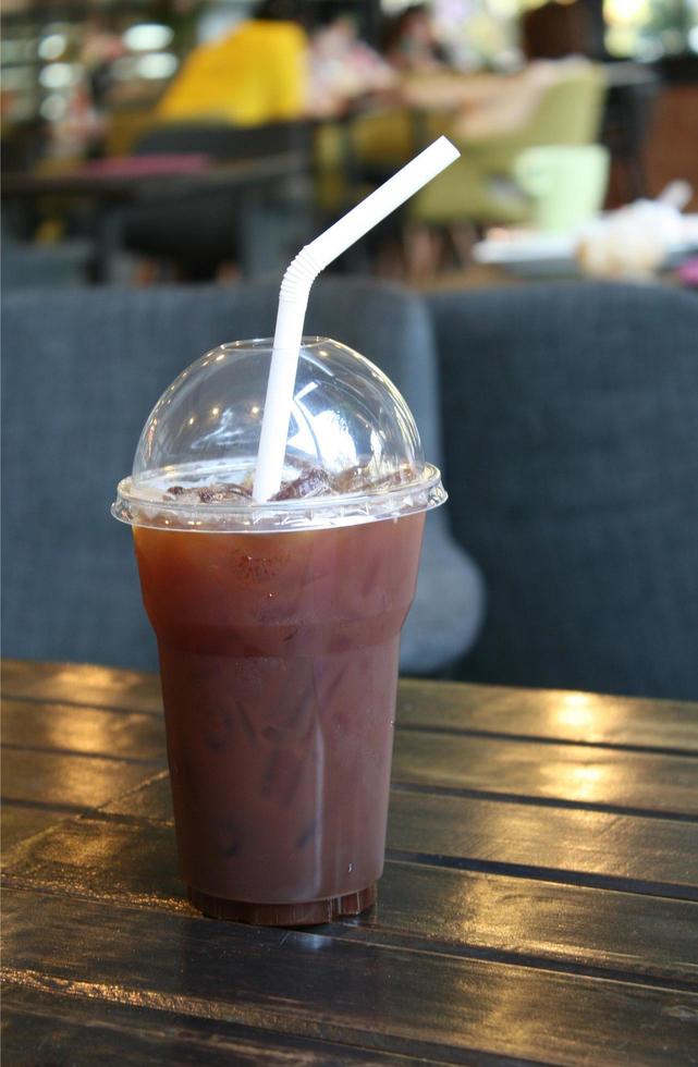 Iced coffee on a table in a restaurant photo