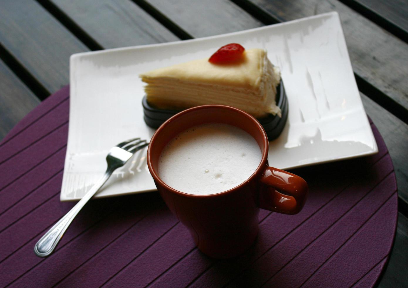 Hot milk and cake photo