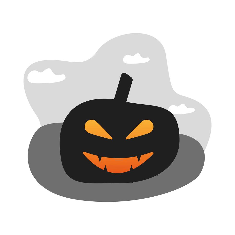 halloween pumpkin face lantern icon vector