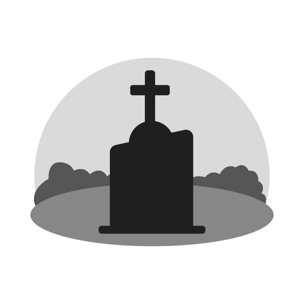 cemetery grave with cross isolated icon vector