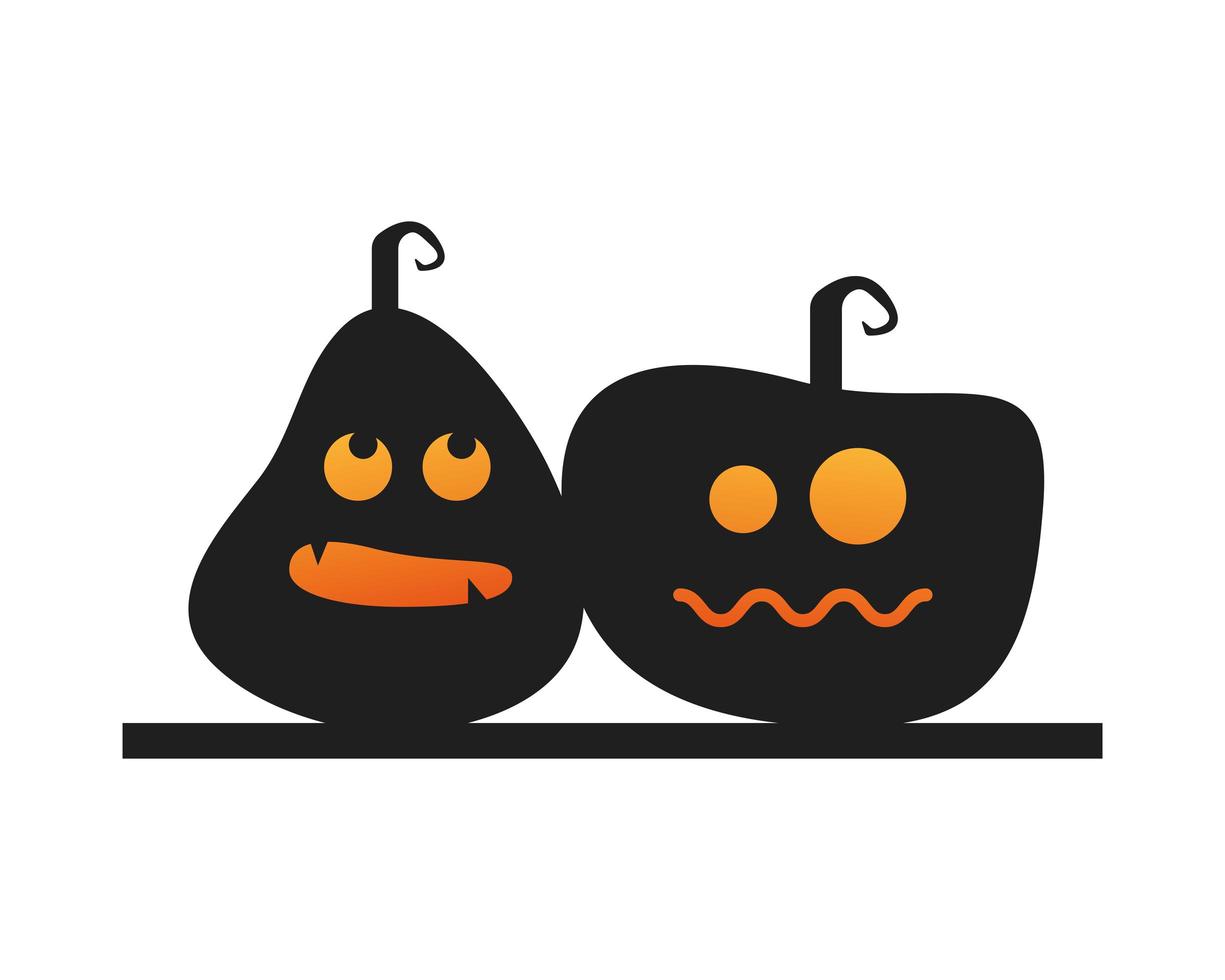 icono de dos linternas de cara de calabaza de halloween vector